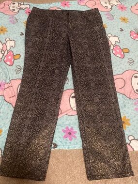 Charter Club Black Floral-Pattern Straight-Leg Pants